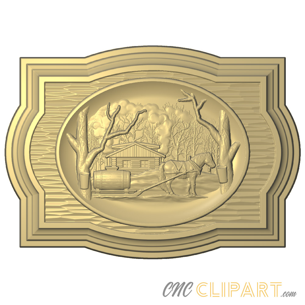 A framed 3D Relief Model of a Maple Shack