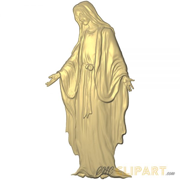 A 3D Relief Model of Mary, Mother of Jesus standing with open arms