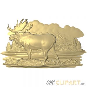 A 3D Relief Model of a Moose looking out across a wild landscape
