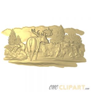 A 3D Relief Model of a Moose looking out across a wild landscape