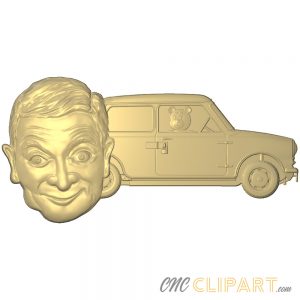 A 3D Relief Model of Mr Bean and his Mini