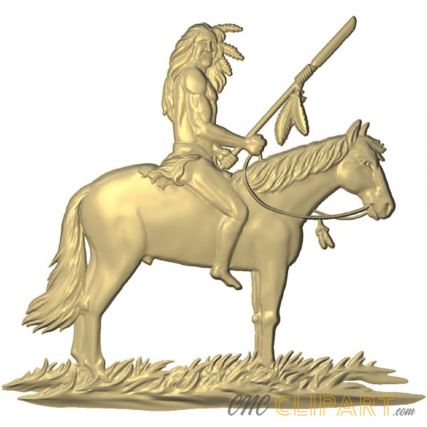 A 3D Relief Model of a Native American Warrior on Horseback.
