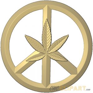 A 3D Relief Model of a Peace symbol with a Marijuana Leaf