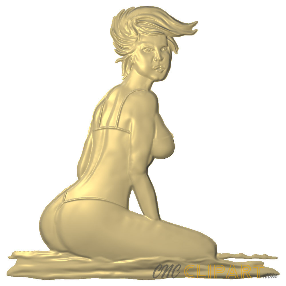 A 3D Relief Model of a Pin-up Girl in a Bikini