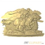 A 3D Relief Model of a Pony Express rider, delivering mail on horseback