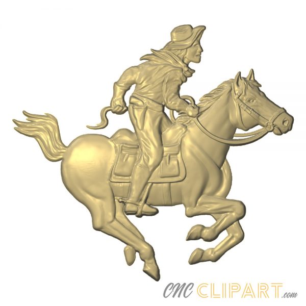 A 3D Relief Model of a Pony Express rider scene, delivering mail on horseback.