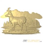 A 3D Relief Model of a Pronghorn looking out over a Lake scene