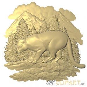 A 3D Relief Model of a Mountain Lion in the wilderness