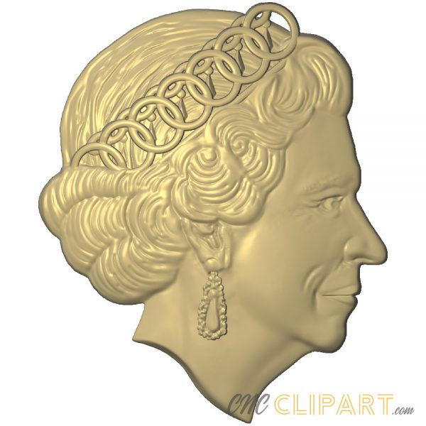 A 3D Relief Model of Queen Elizabeth II in Profile