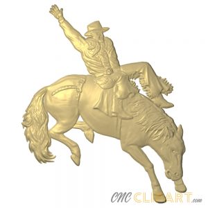 A 3D Relief Model of Rodeo Rider on the back of a bucking horse
