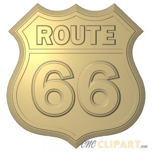 A 3D Relief Model of the classic Route 66 road sign