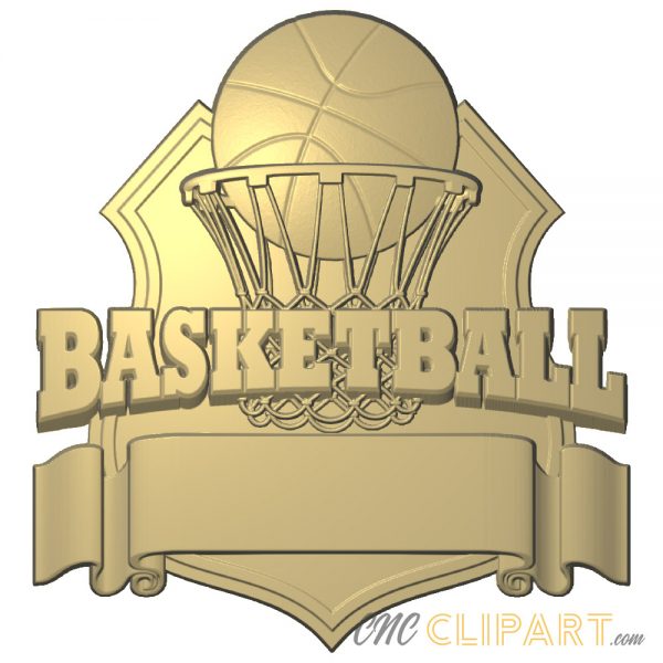 A 3D Relief Model of a Basketball Sign featuring an empty banner for you to add your own custom text