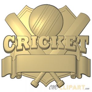 A 3D Relief Model of a Cricket Team Sign featuring an empty banner for you to add your own custom text