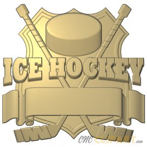 A 3D Relief Model of an Ice Hockey Team Sign featuring an empty banner for you to add your own custom text