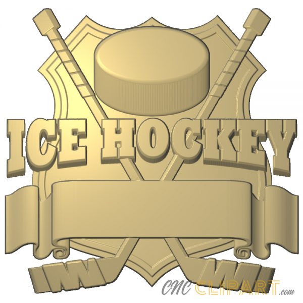 A 3D Relief Model of an Ice Hockey Team Sign featuring an empty banner for you to add your own custom text