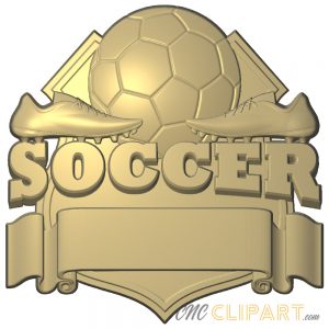 A 3D Relief Model of a Soccer Team Sign featuring an empty banner for you to add your own custom text