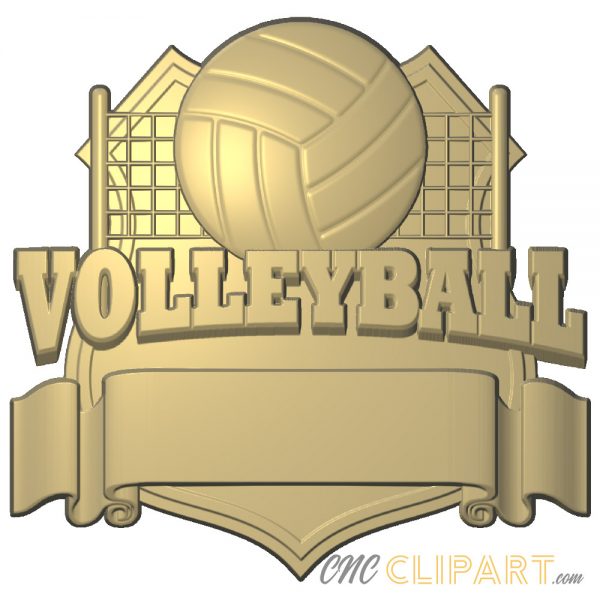 A 3D Relief Model of a Volleyball Team Sign featuring an empty banner for you to add your own custom text