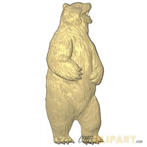 A 3D relief model of a Bear standing on its hind legs