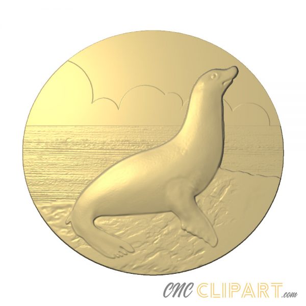 A 3D relief model of a Californian Sea Lion scene