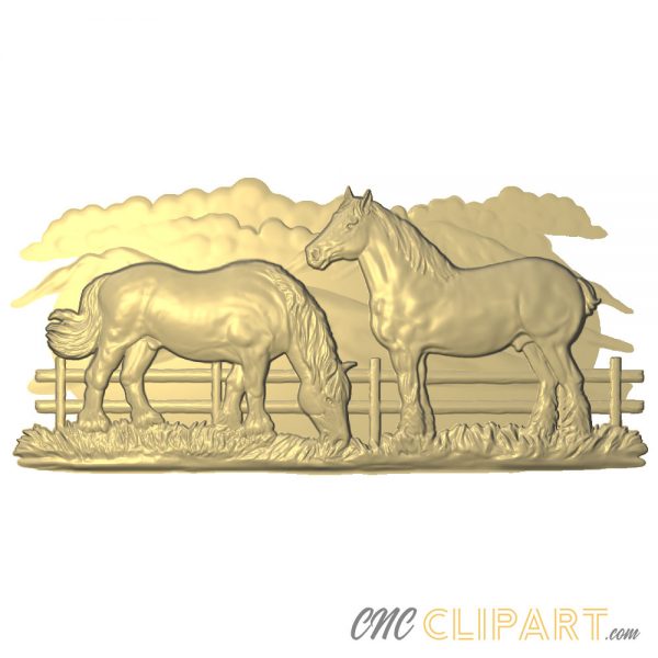 A 3D Relief Model of grazing Carthorses