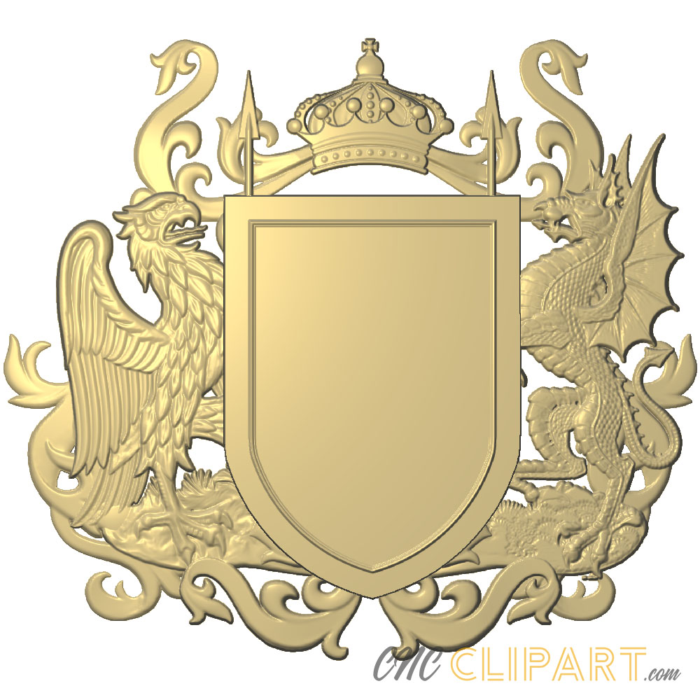 A 3D Relief Model of a Coat of Arms with a Griffin and Falcon