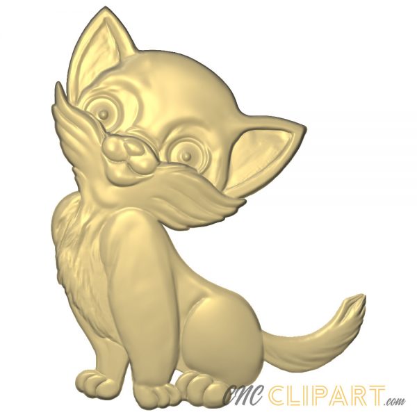 A 3D Relief Model of a Cute Cate, modelled in a comic style
