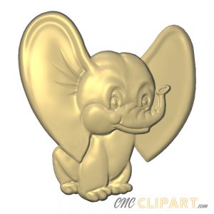 A 3D Relief Model of a Cute Elephant, modelled in a comic style