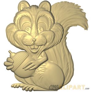 A 3D Relief Model of a Cute Squirrel, modelled in a comic style