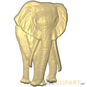 A 3D Relief Model of an Elephant walking towards the viewer