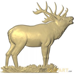 A 3D Relief Model of an Elk Calling from a patch of grass