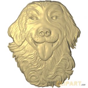 A 3D Relief model of a Golden Retriever dog head