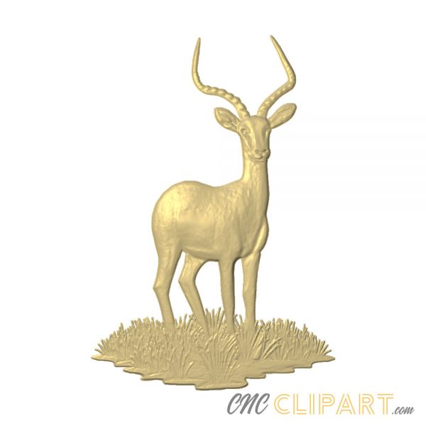 A 3D Relief Model of an Impala, standing on a patch of grass