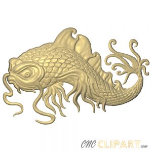 A 3D Relief Model of a decorative Koi Carp fish