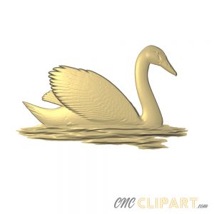 A 3D Relief Model of a Swan swimming in water