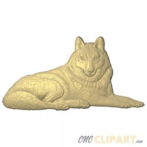 A 3D Relief Model of a Wolf laying on the ground