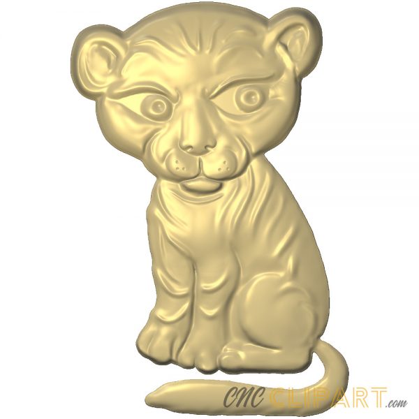 A 3D Relief Model of a young Tiger cub drawn in a comic style