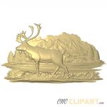 A 3D Relief Model of a Caribou at a lakeside scene