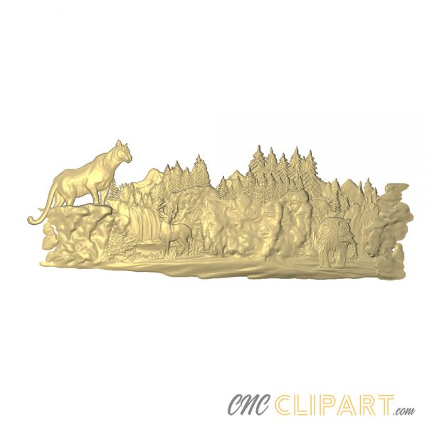 A 3D Relief Model of Cougar stalking through the wilderness
