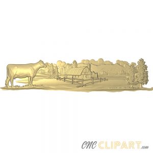 A 3D Relief Model of Cow and Farm scene