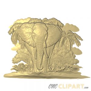A 3D Relief Model of an Elephant Scene