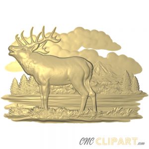 A 3D Relief Model of an Elk at the Lake