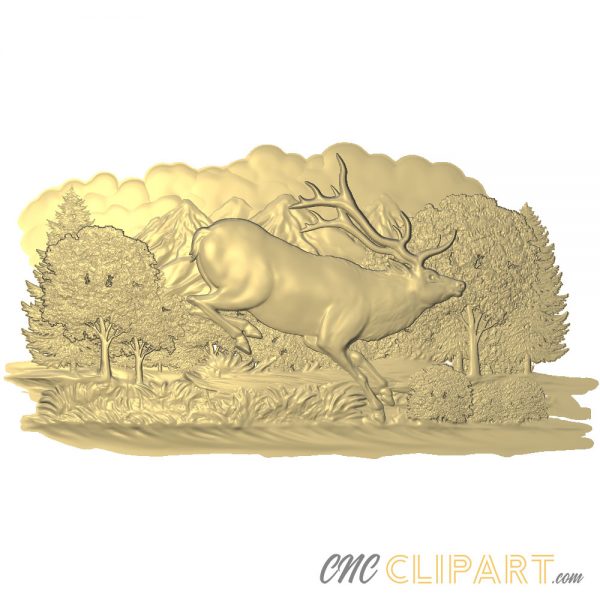 A 3D Relief Model of an Elk nature scene
