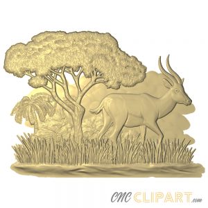 A 3D Relief Model of a Gazelle on the African plain