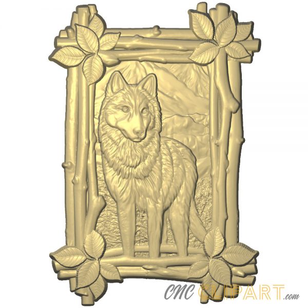 A 3D Relief Model of a framed Wolf