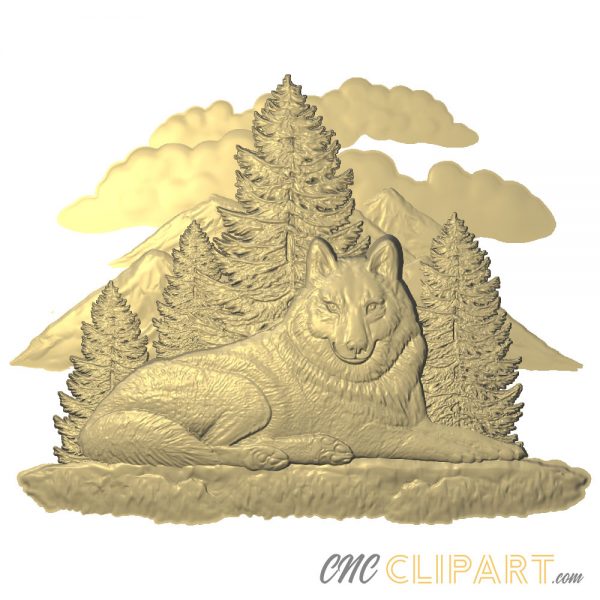 A 3D Relief Model of a Wolf mountain scene