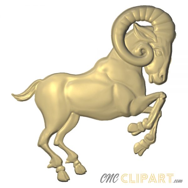 A 3D Relief model of a Ram on it's hind legs