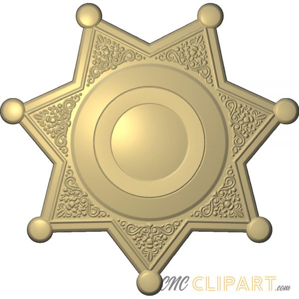 A 3D Relief model of a seven point star badge