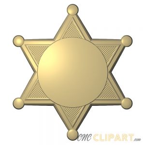 A 3D Relief model of six point star badge