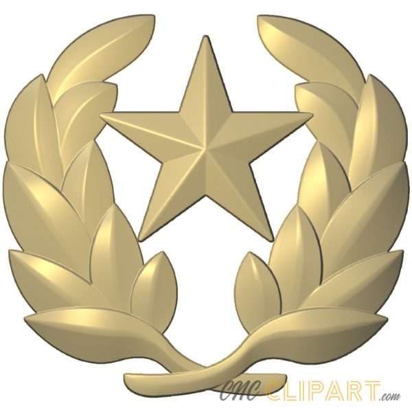 A 3D Relief model of a Military Star and Laurel Wreath