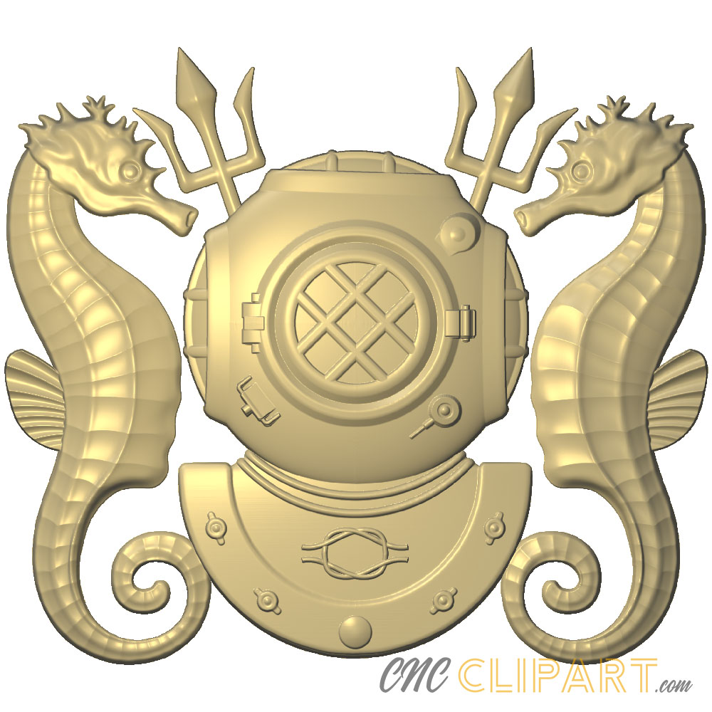 A 3D Relief model of a US Navy Diving Officer Pin